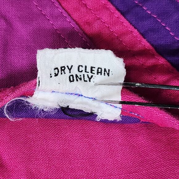 Vintage Jacket Womens M Pink Blue Nepal Reversible Packable Patchwork Belted - Picture 13 of 16